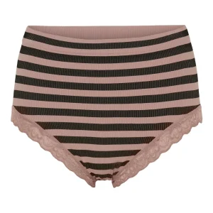 TsISA - Stripe dark rib midi panties lace